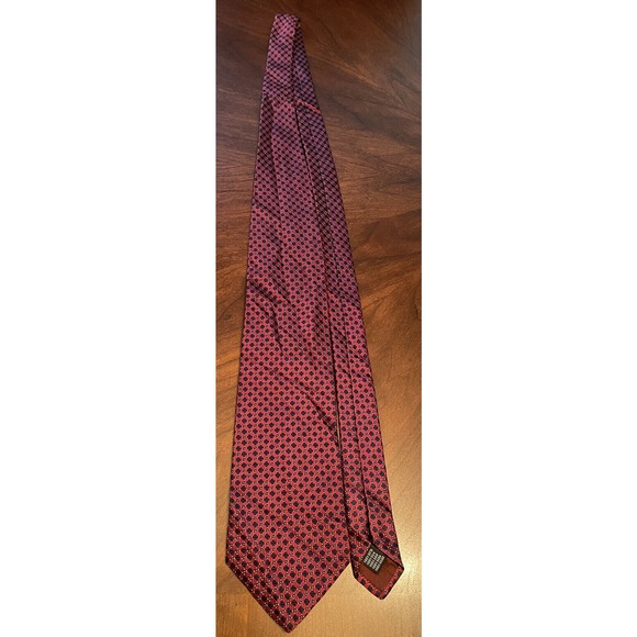 Equestrian Firemne Red Blue 100% Silk Men’s Neck Tie Made In Italy - Picture 3 of 9